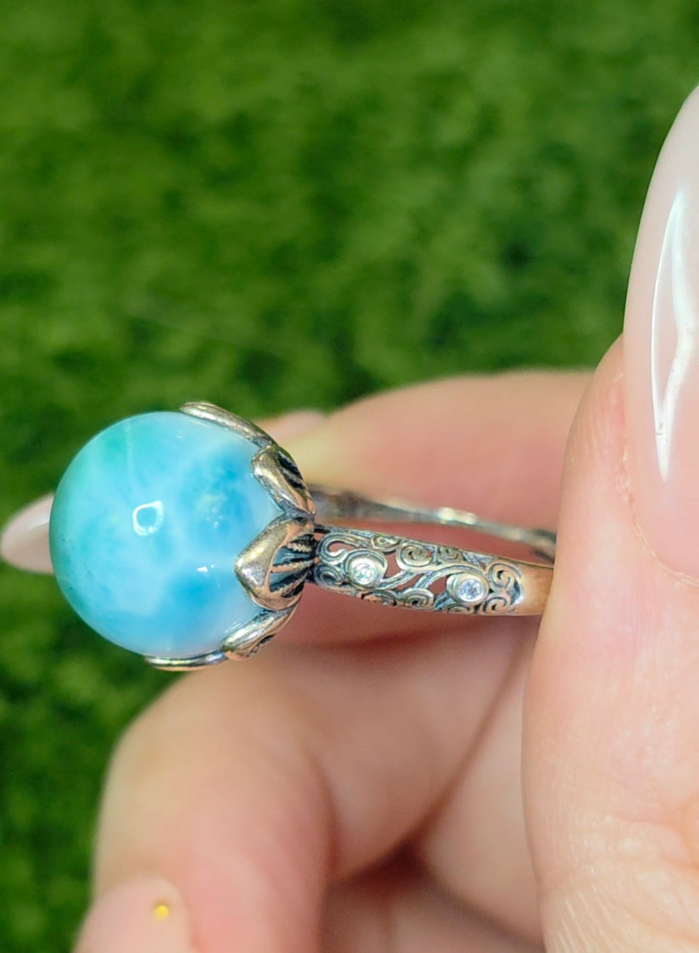 Blue Green Larimar Ring E