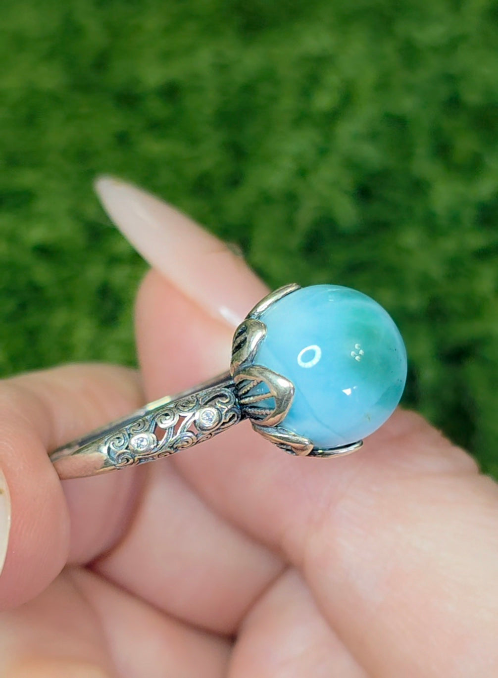 Blue Green Larimar Ring E