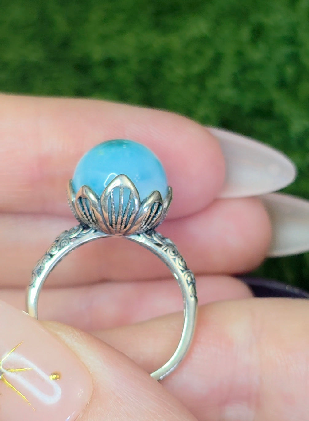 Blue Green Larimar Ring E