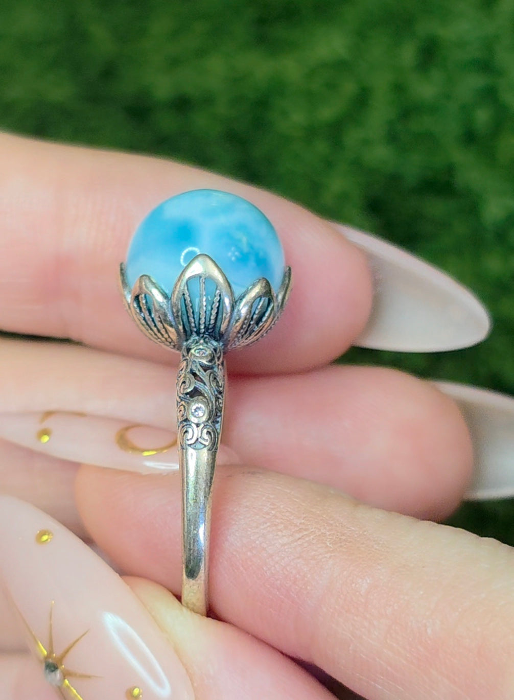 Blue Green Larimar Ring E