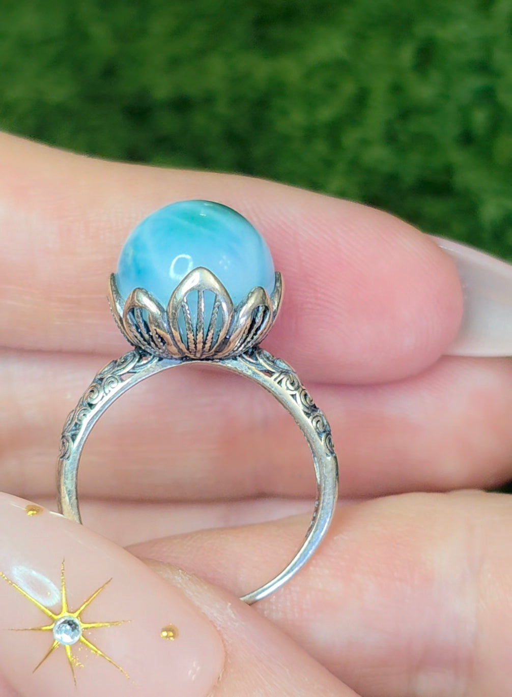Blue Green Larimar Ring E