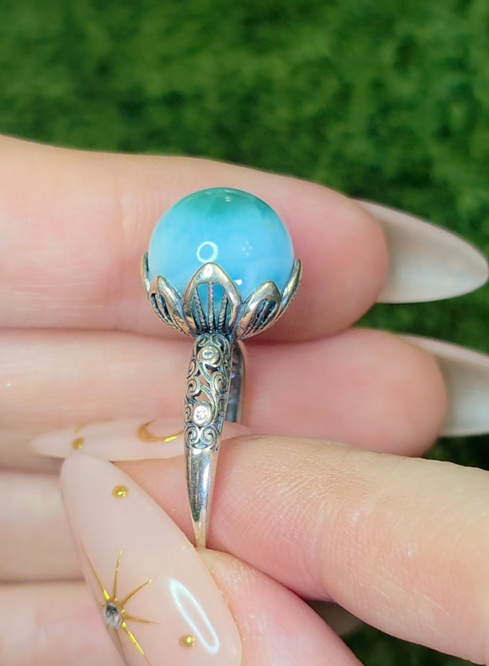 Blue Green Larimar Ring E