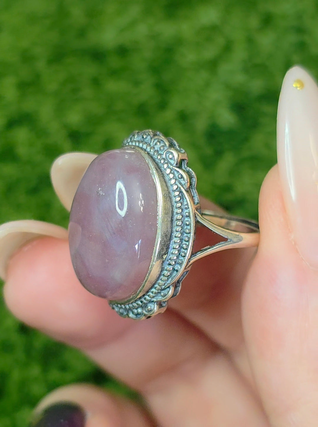 Lavender Rose Quartz Ring C