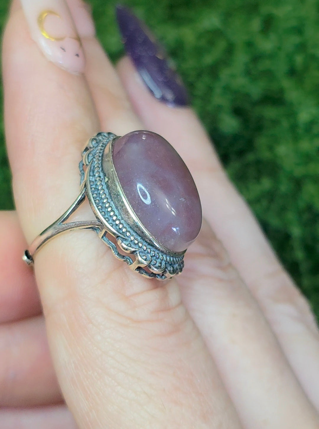 Lavender Rose Quartz Ring C