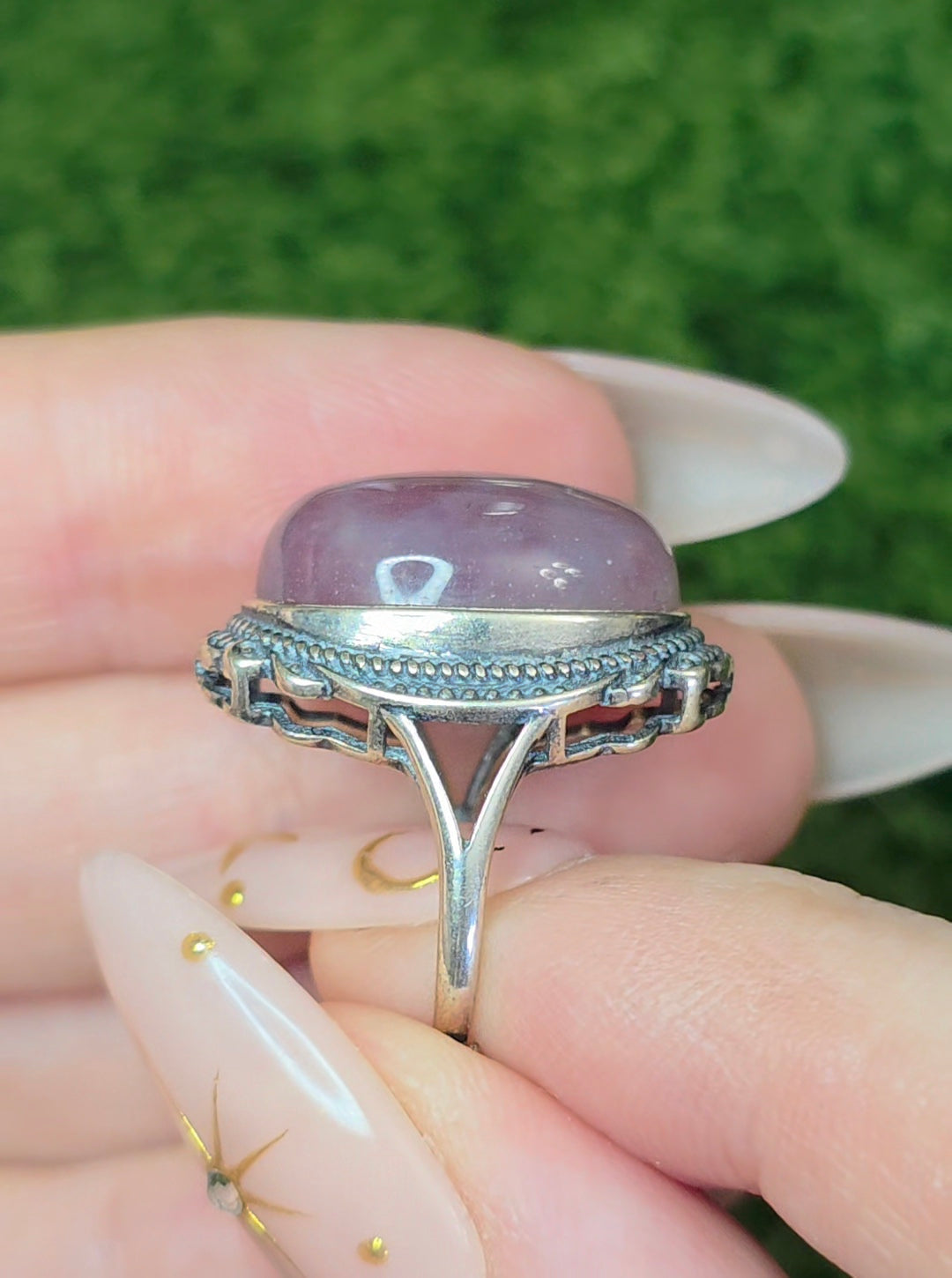 Lavender Rose Quartz Ring C