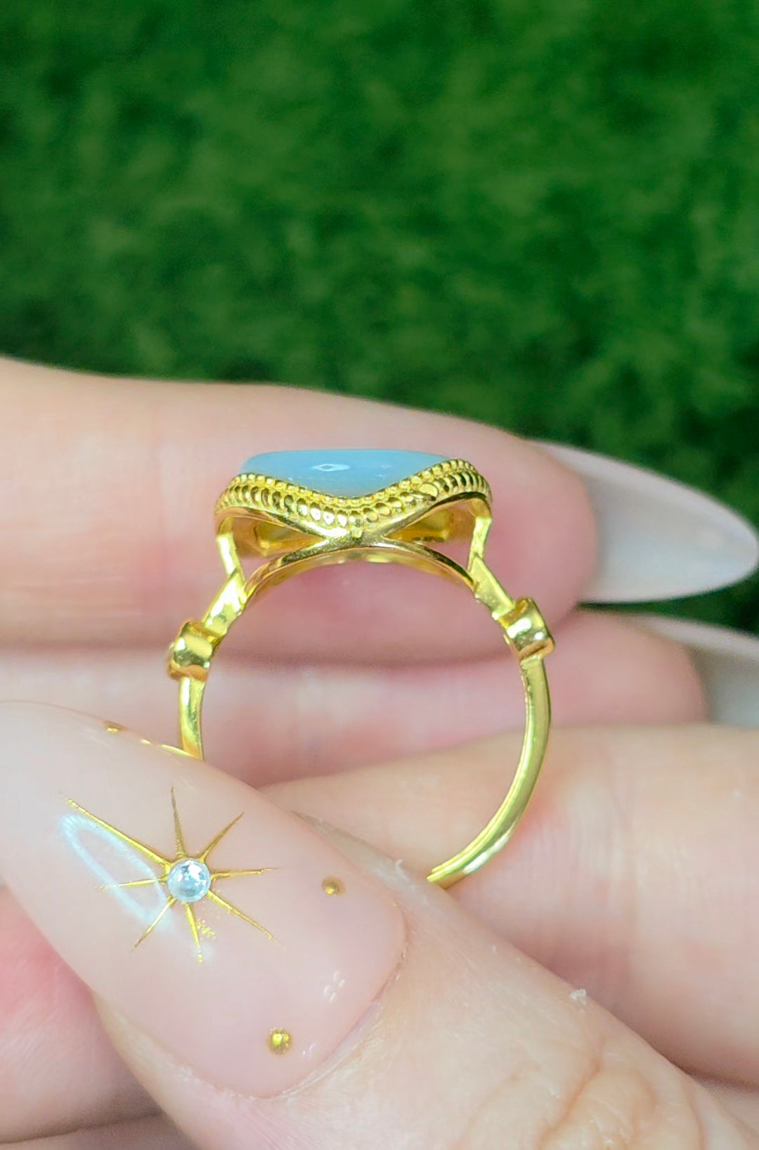 White Shell Evil Eye Ring A
