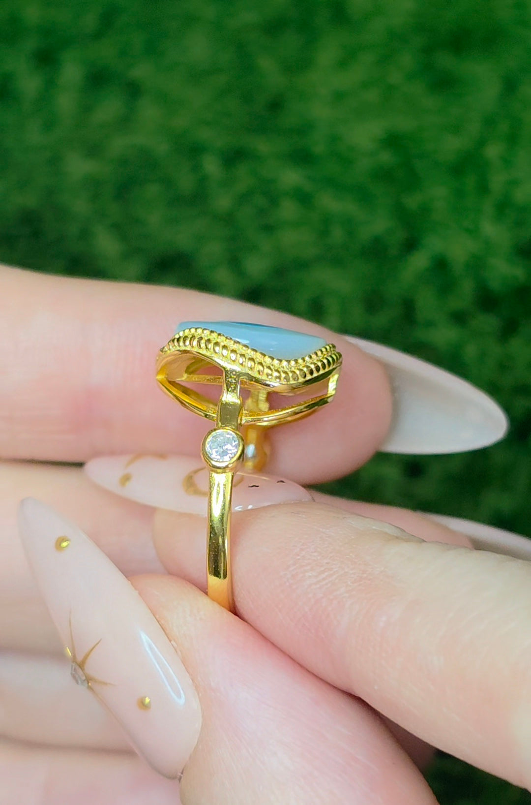 White Shell Evil Eye Ring A