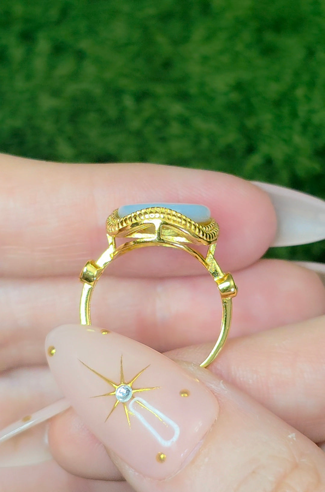 White Shell Evil Eye Ring A