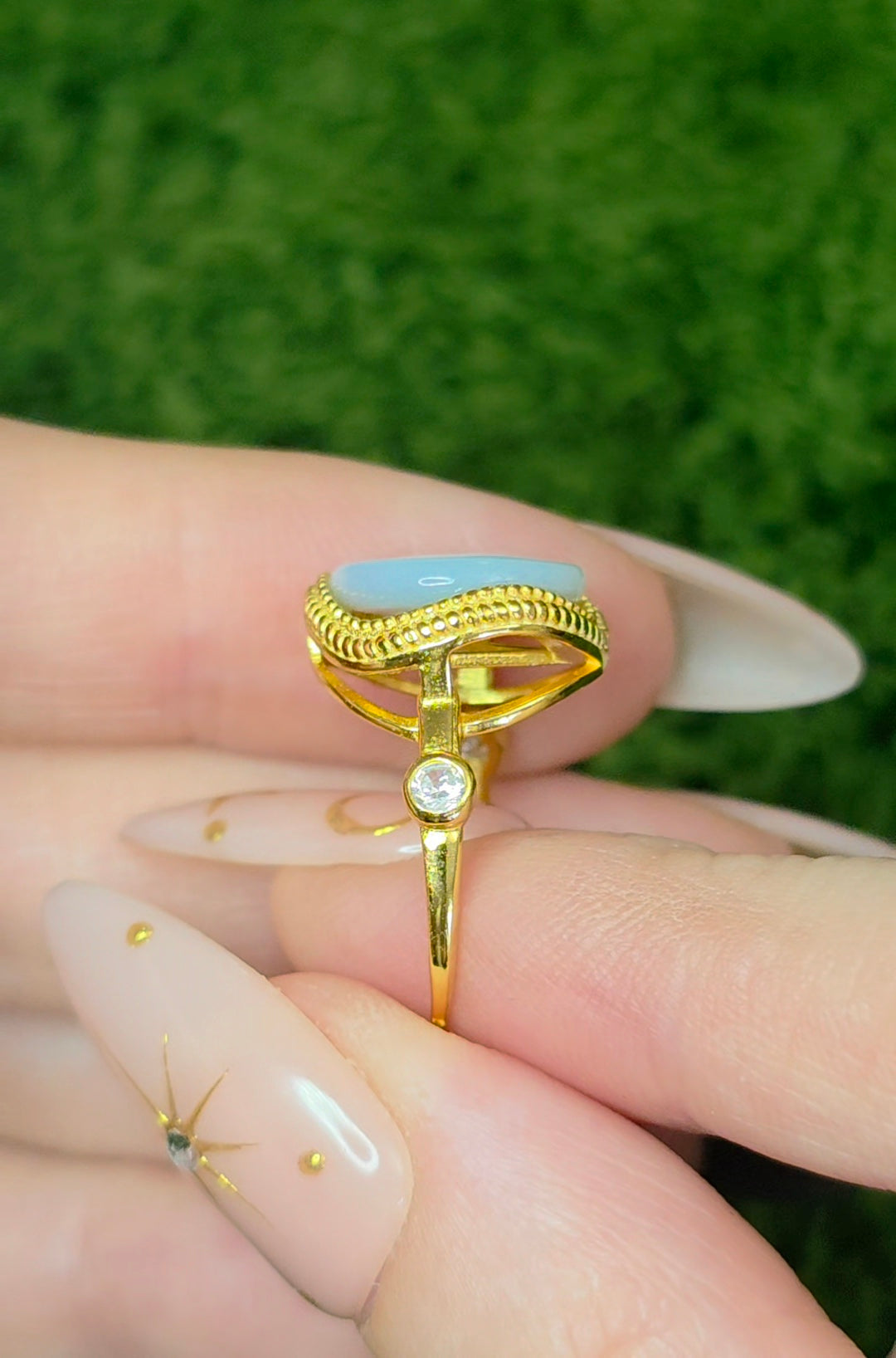 White Shell Evil Eye Ring A