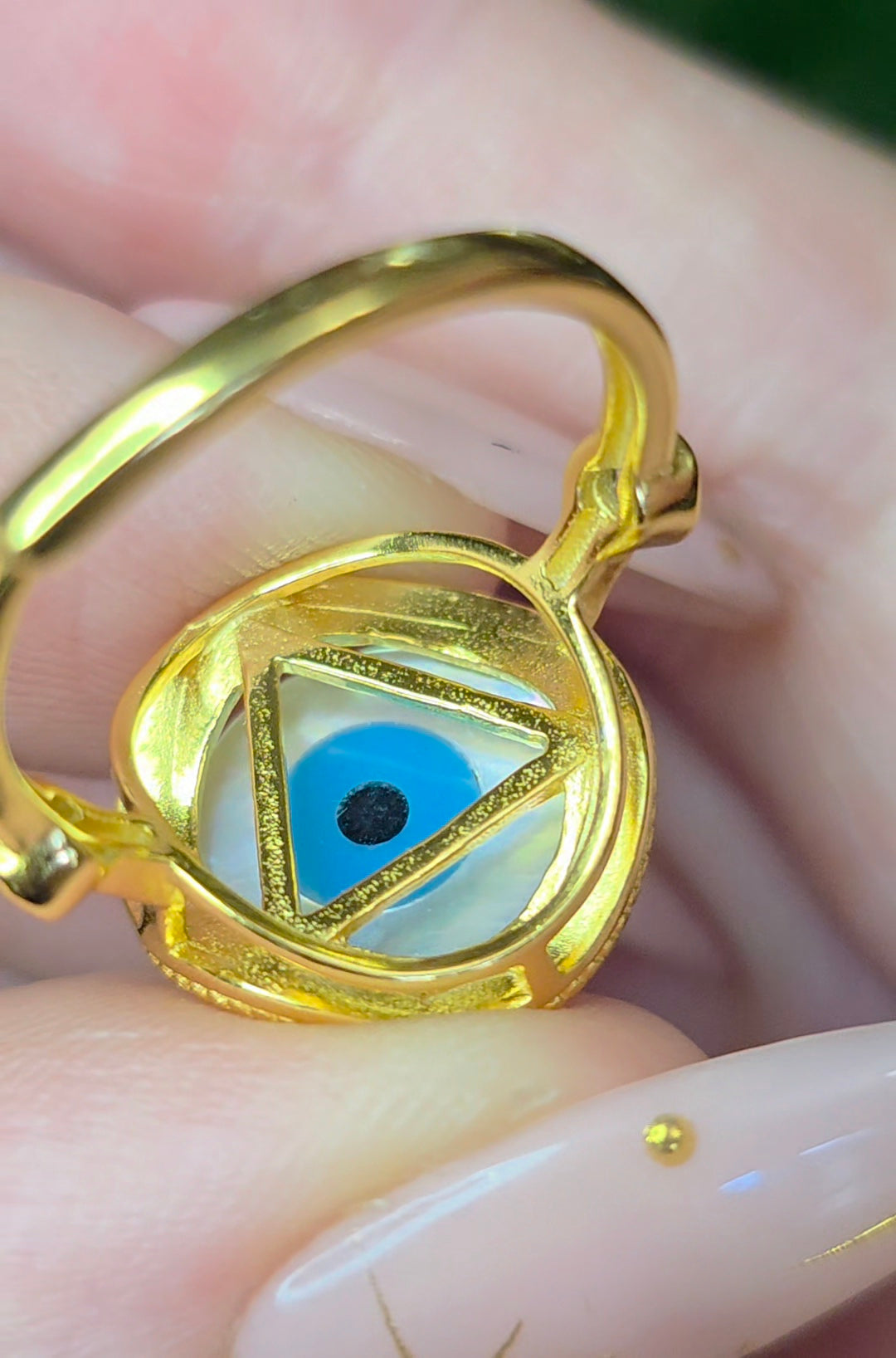 White Shell Evil Eye Ring A