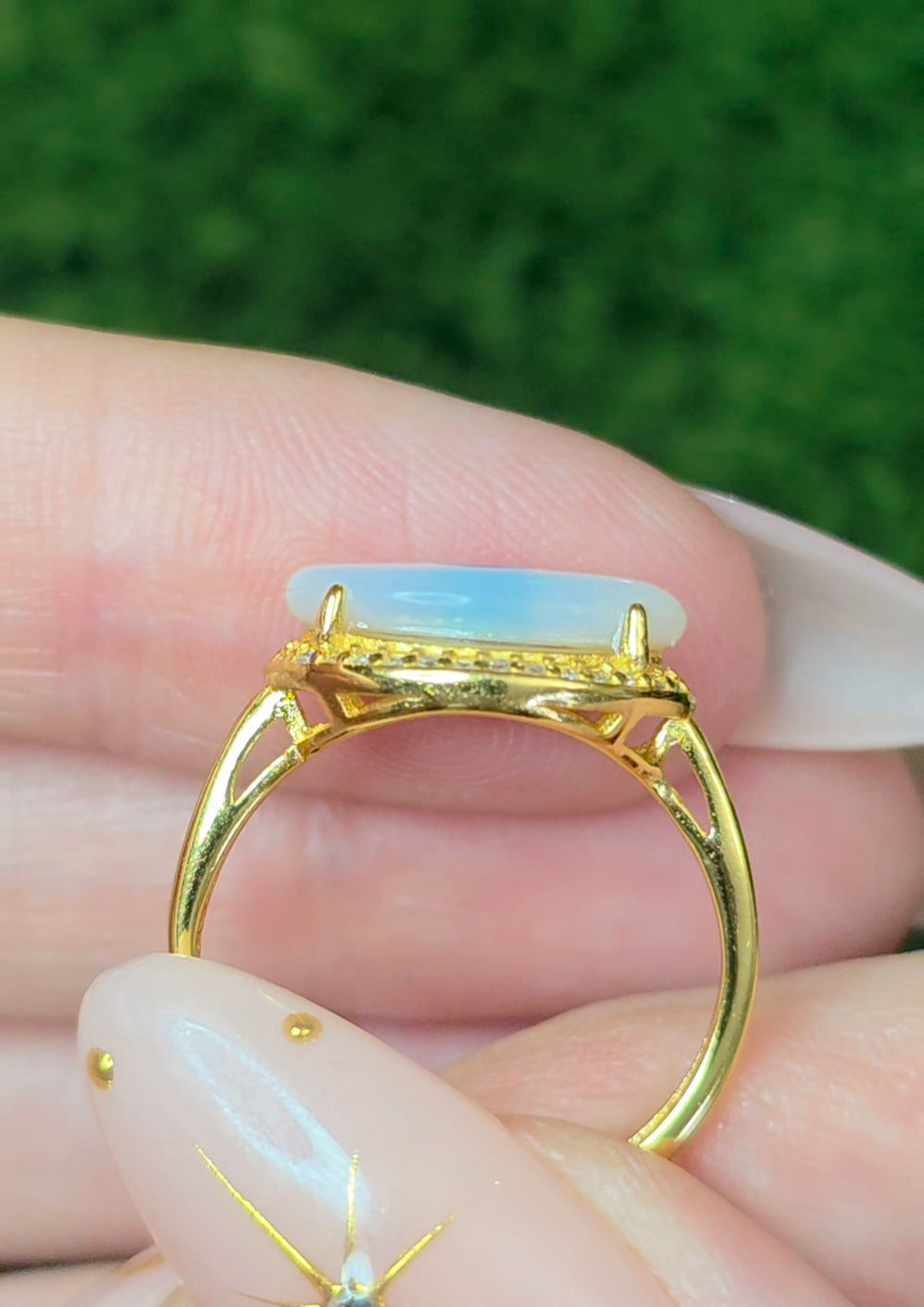 White Shell Evil Eye Ring B
