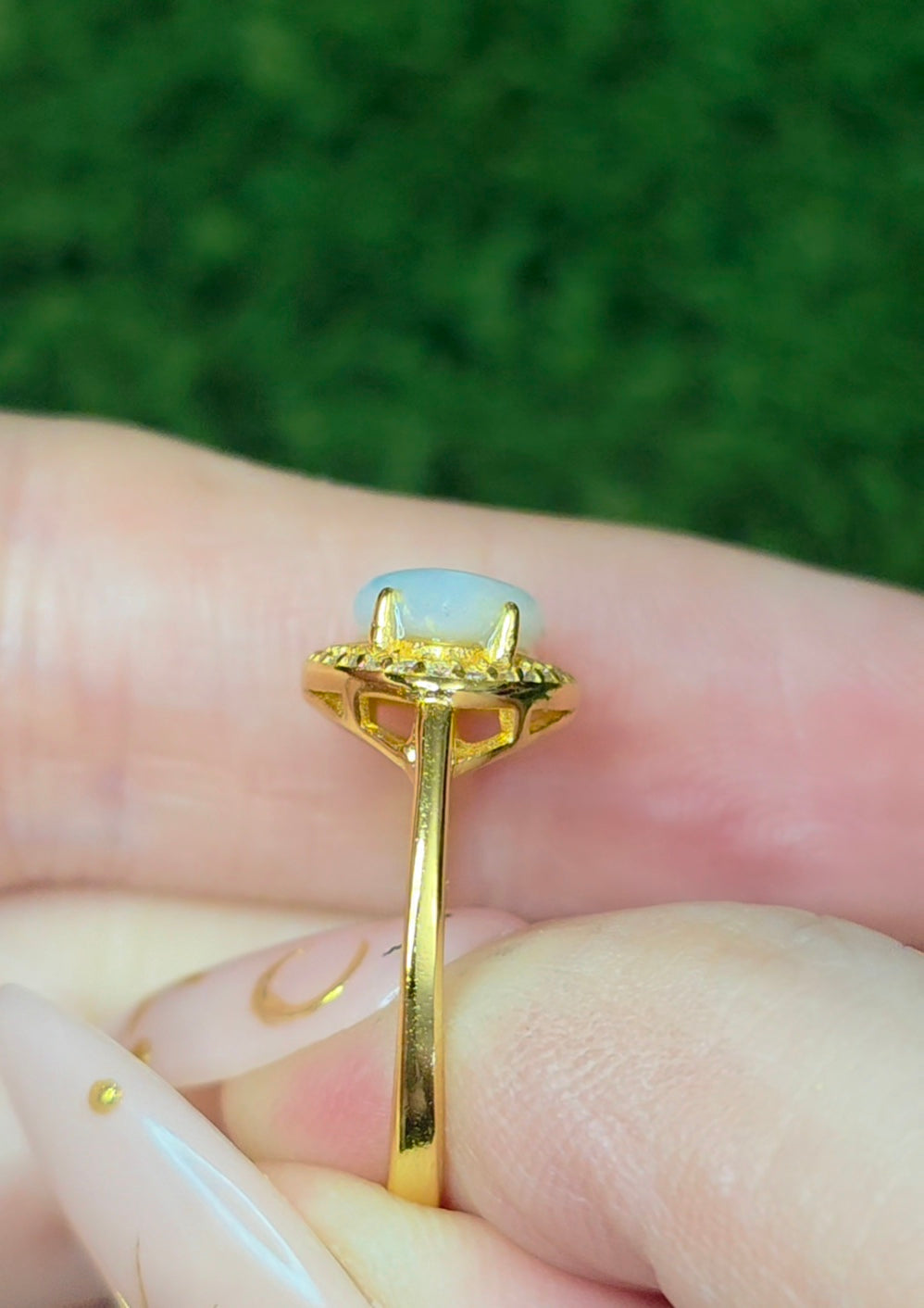 White Shell Evil Eye Ring B