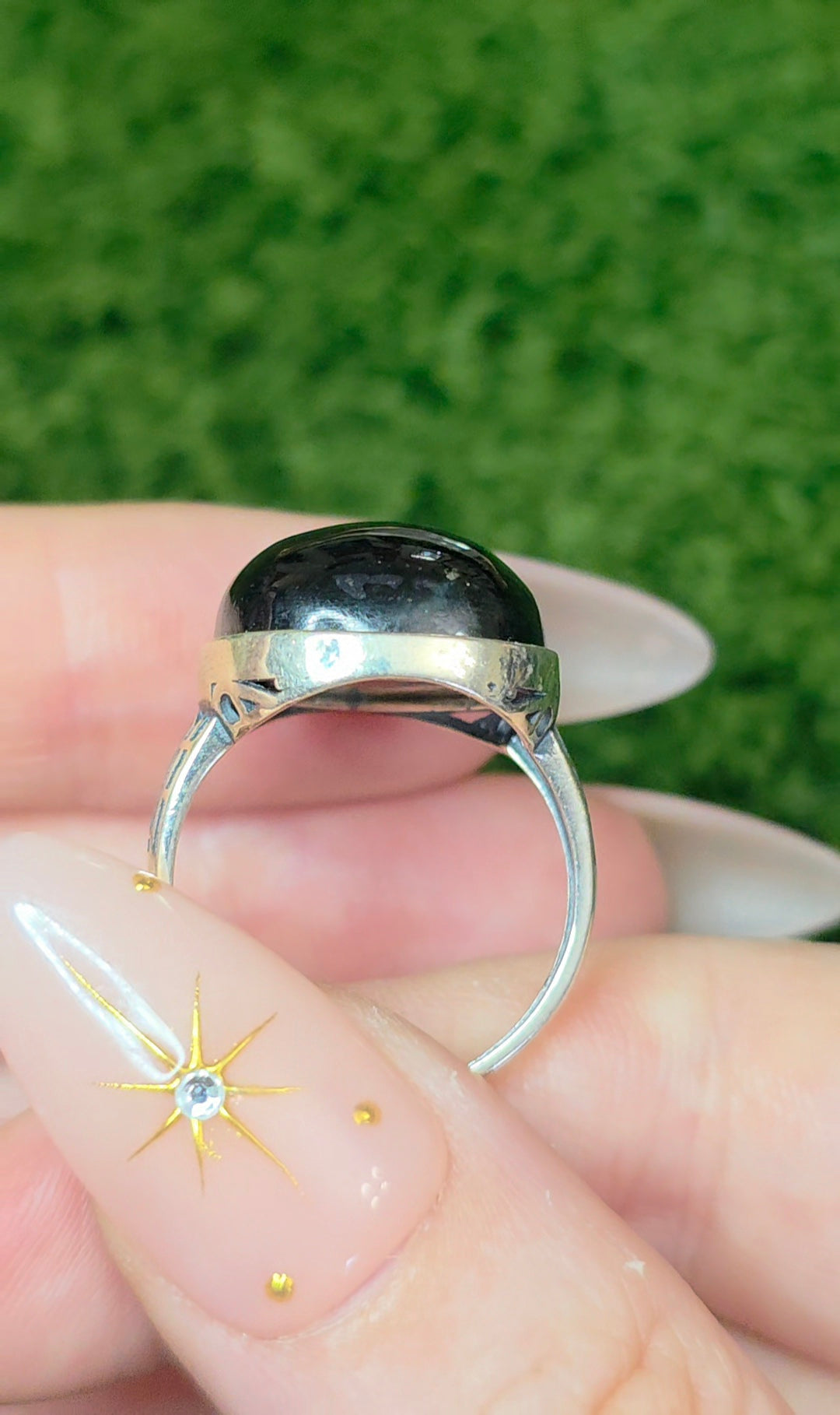 Hypersthene Teardrop Ring