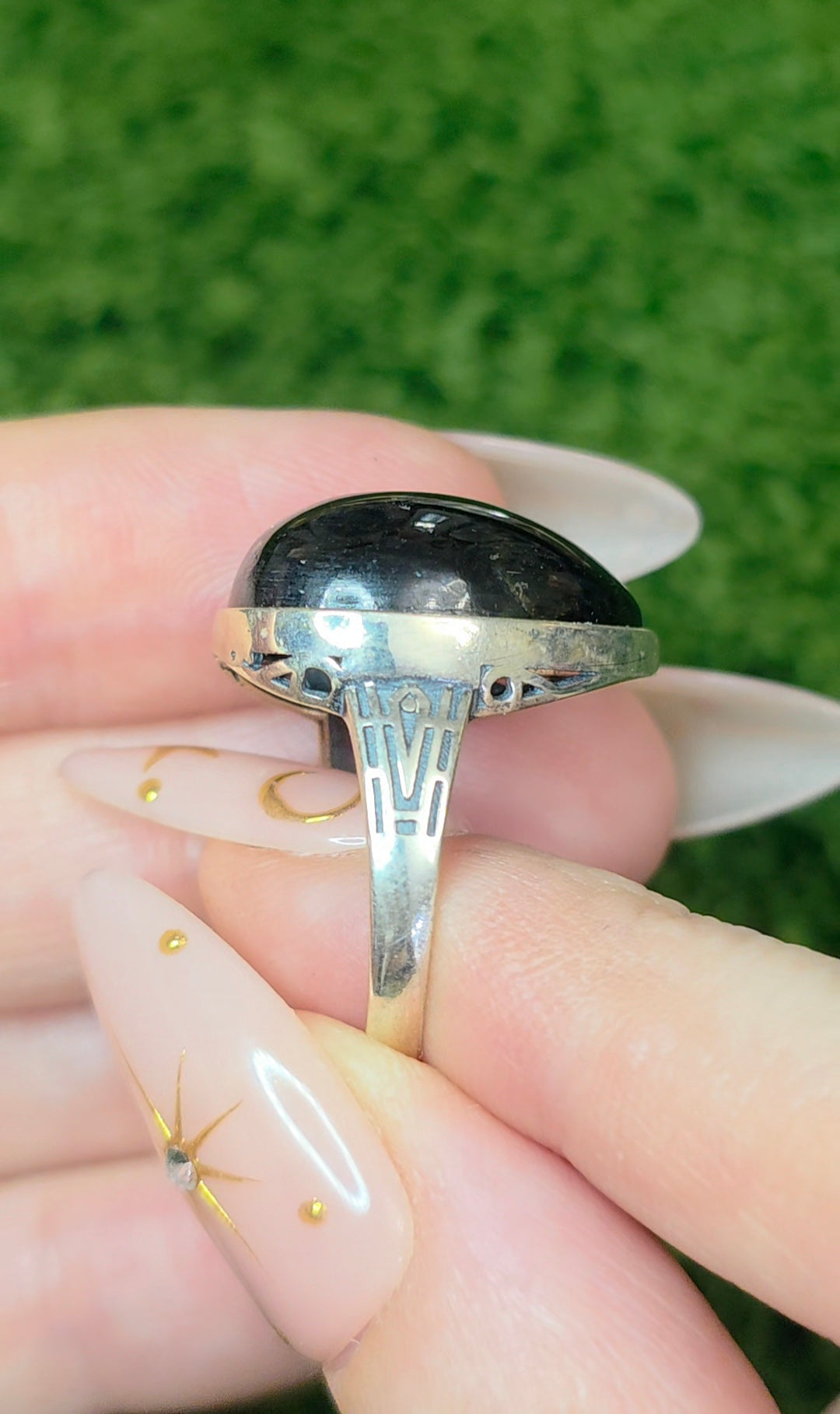 Hypersthene Teardrop Ring