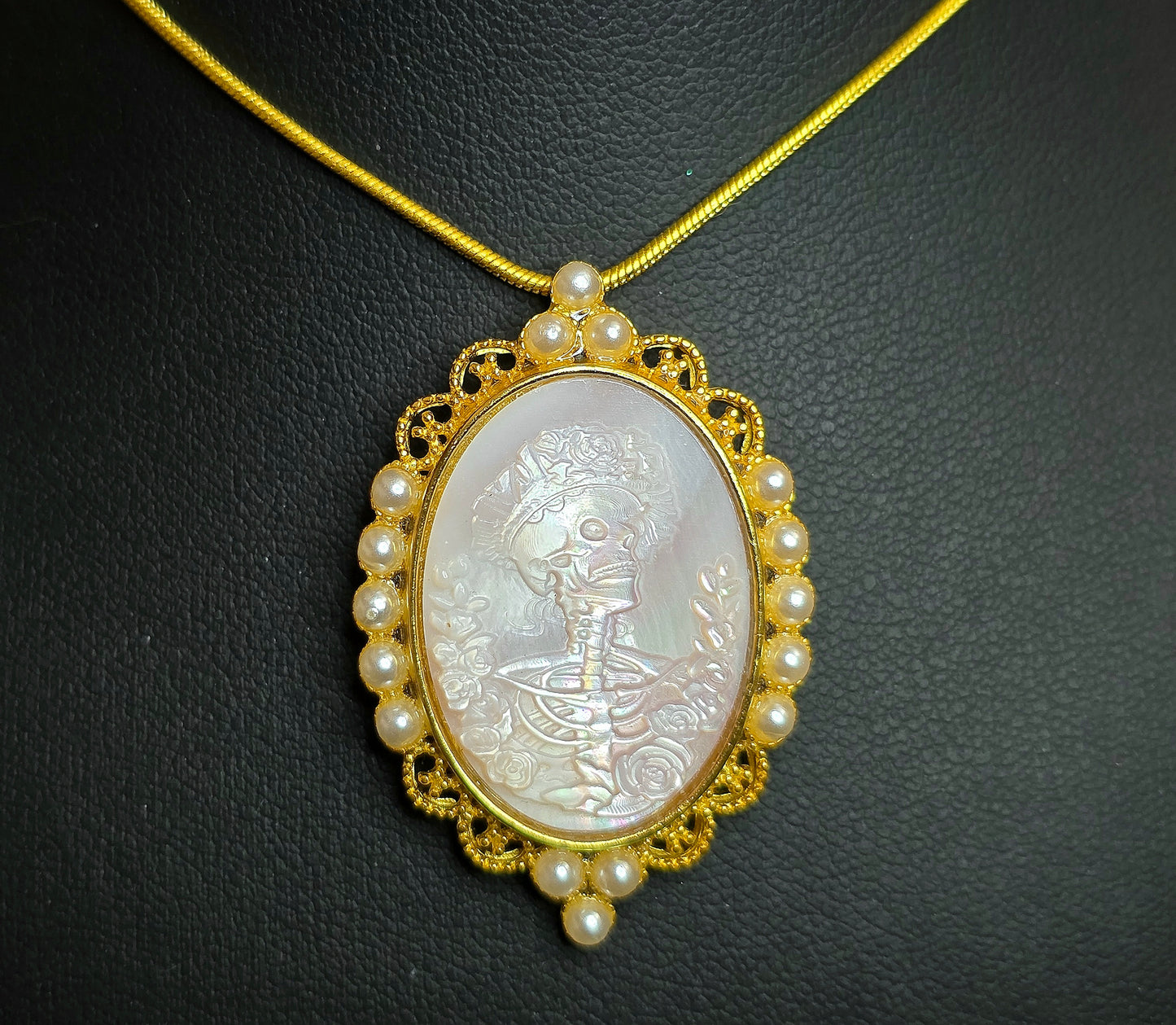Pink Shell Skeleton Pendant B