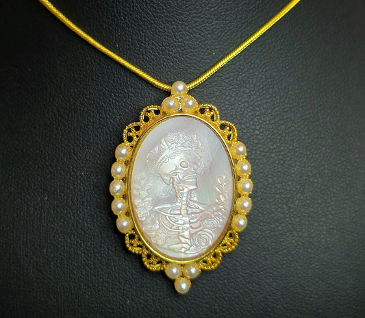 Pink Shell Skeleton Pendant B