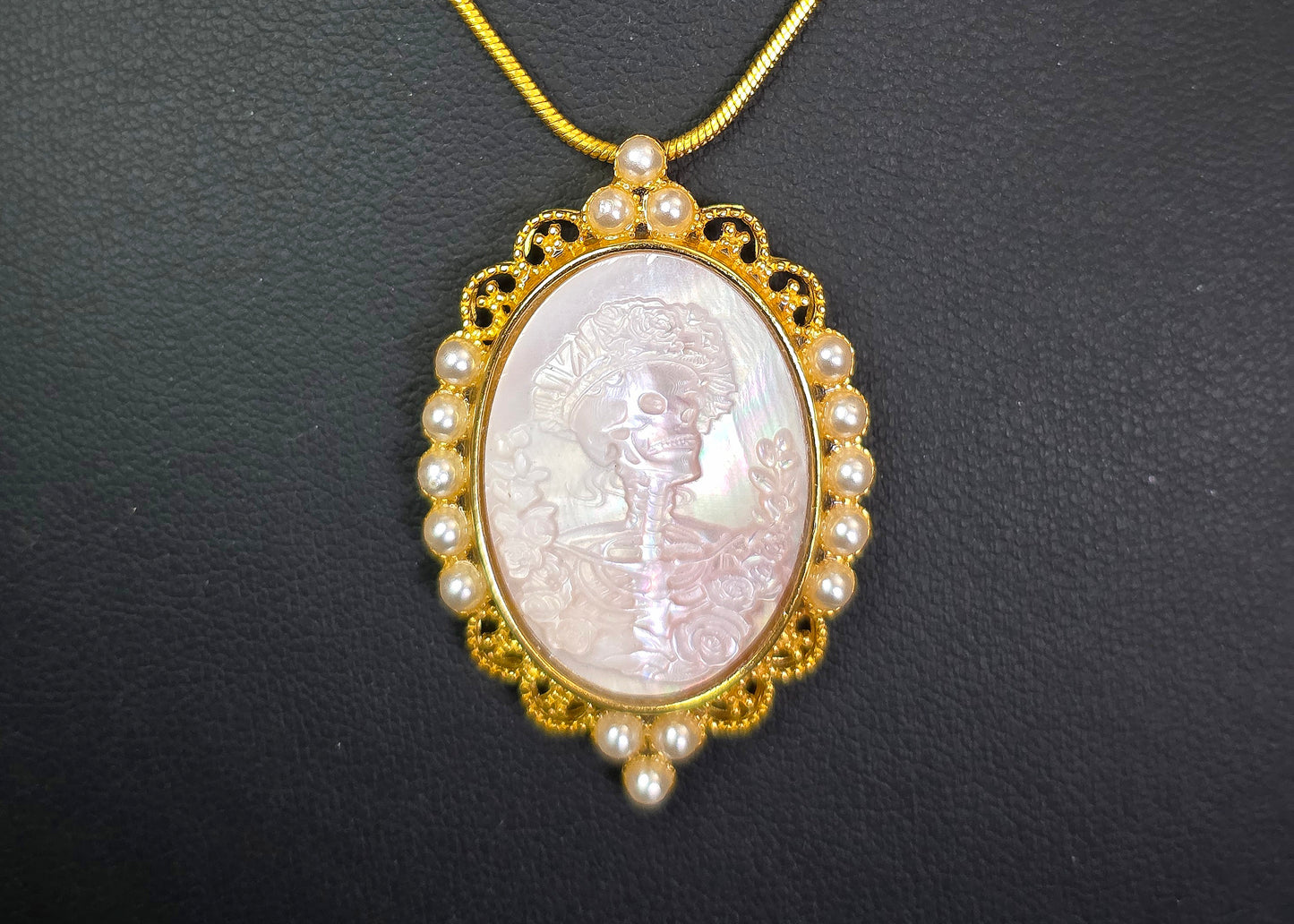 Pink Shell Skeleton Pendant B