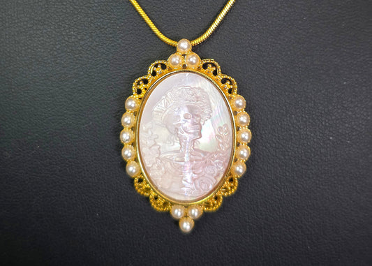 Pink Shell Skeleton Pendant B