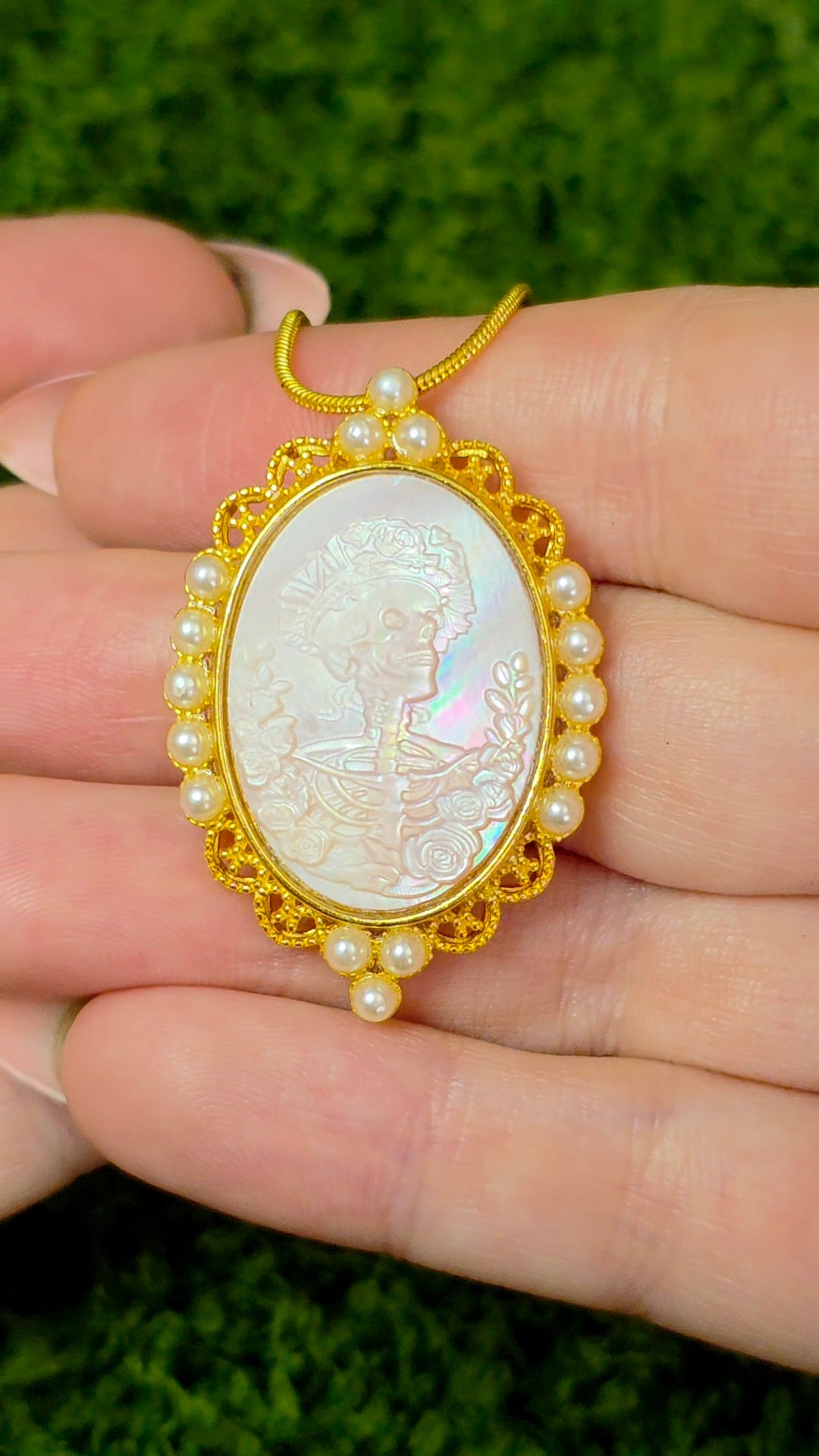 Pink Shell Skeleton Pendant B