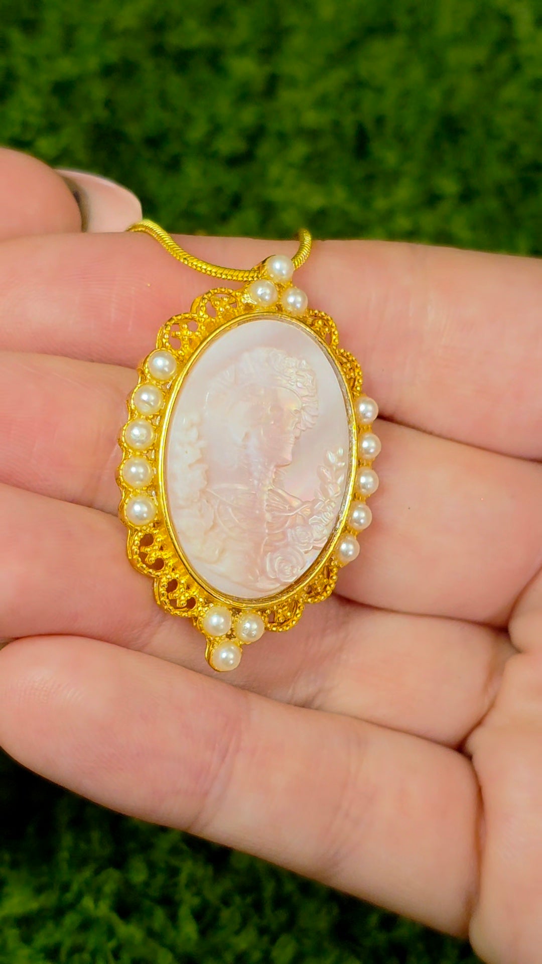 Pink Shell Skeleton Pendant B