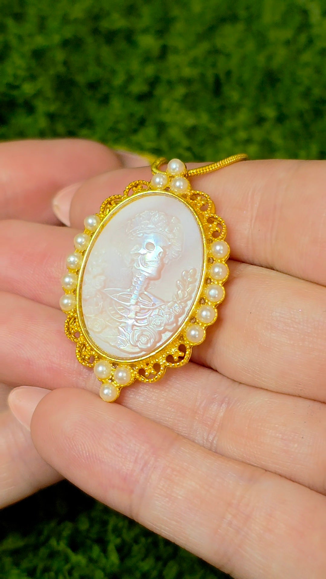 Pink Shell Skeleton Pendant B