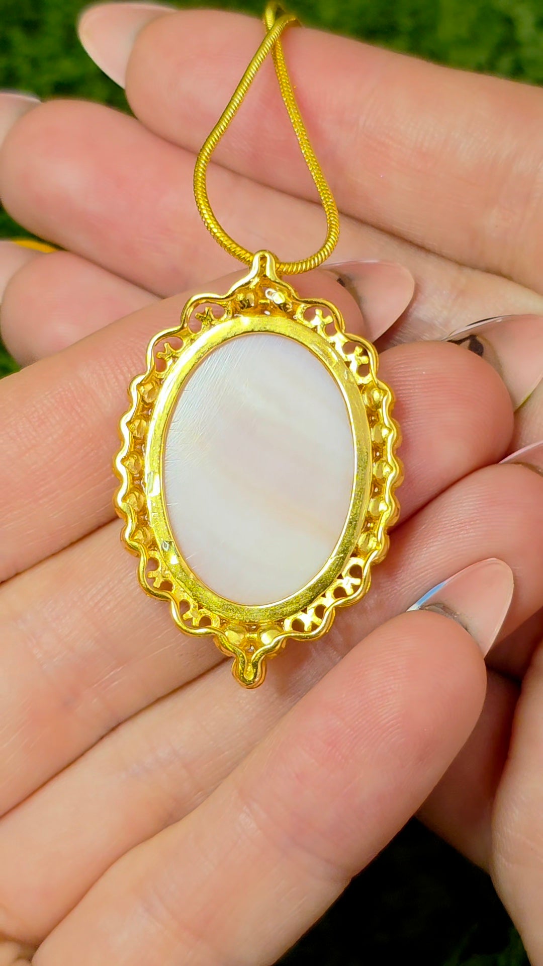 Pink Shell Skeleton Pendant B