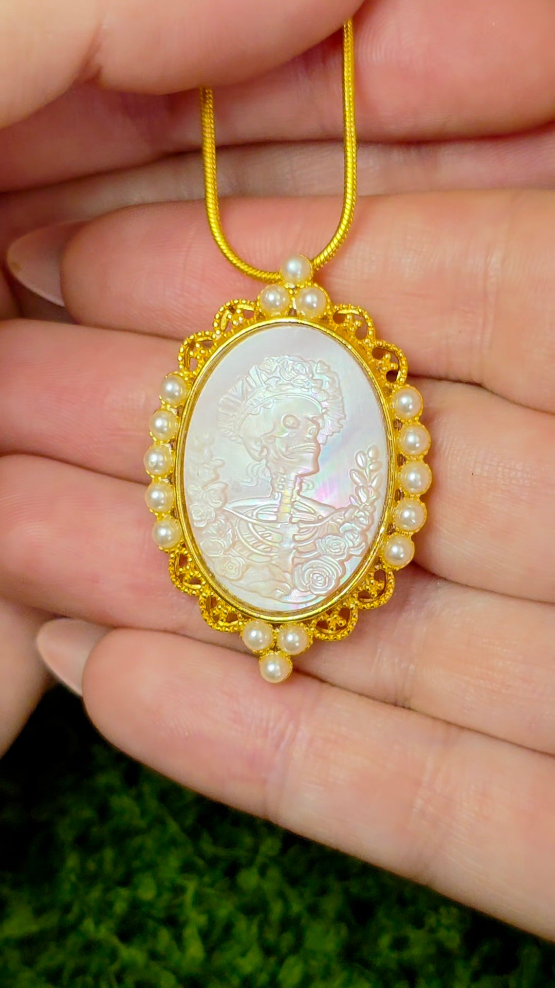 Pink Shell Skeleton Pendant B