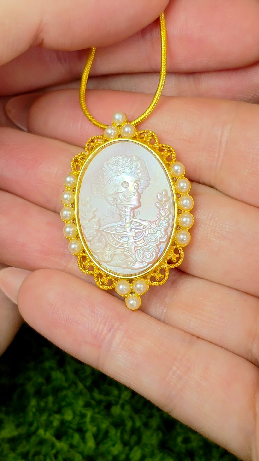 Pink Shell Skeleton Pendant B