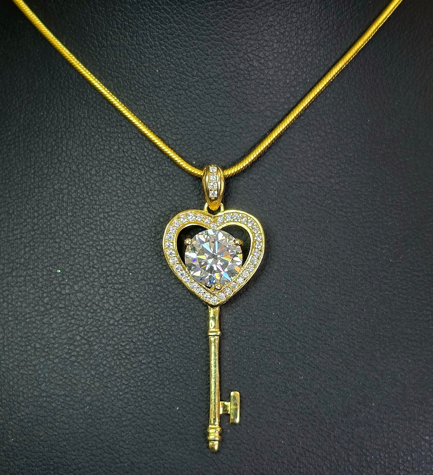 Moissanite Key Pendant