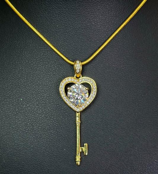 Moissanite Key Pendant