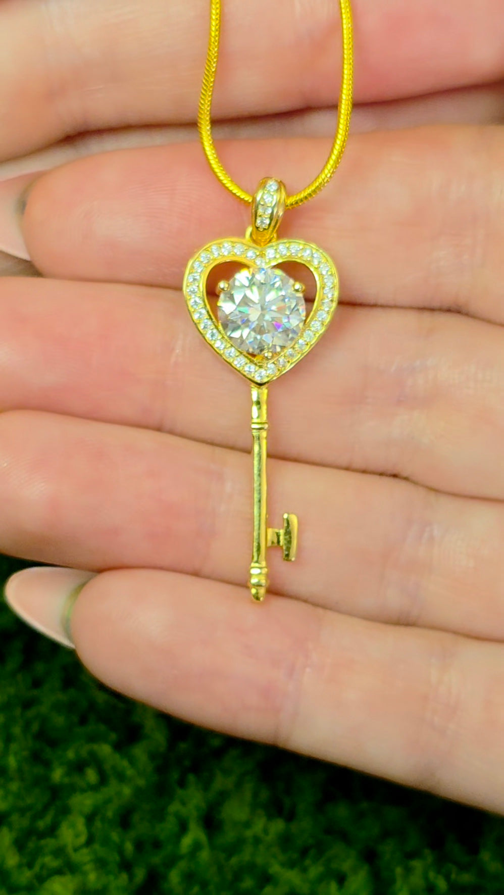 Moissanite Key Pendant