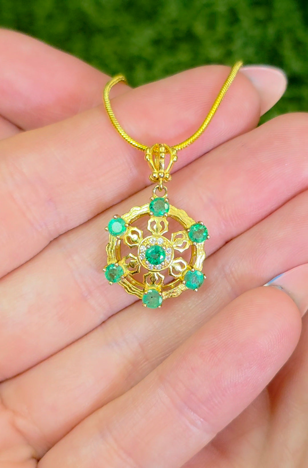 Emerald Filigree Pendant