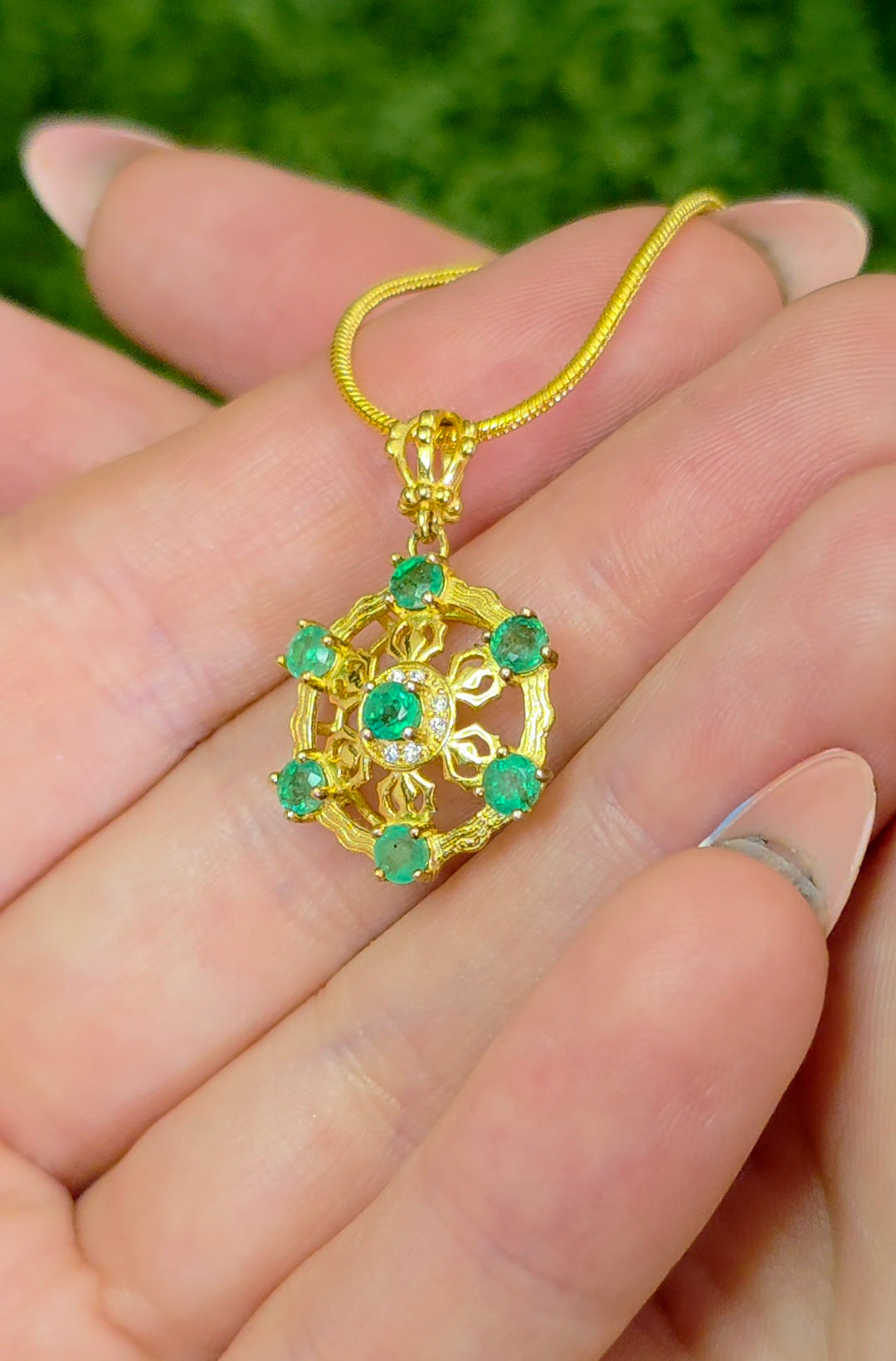 Emerald Filigree Pendant