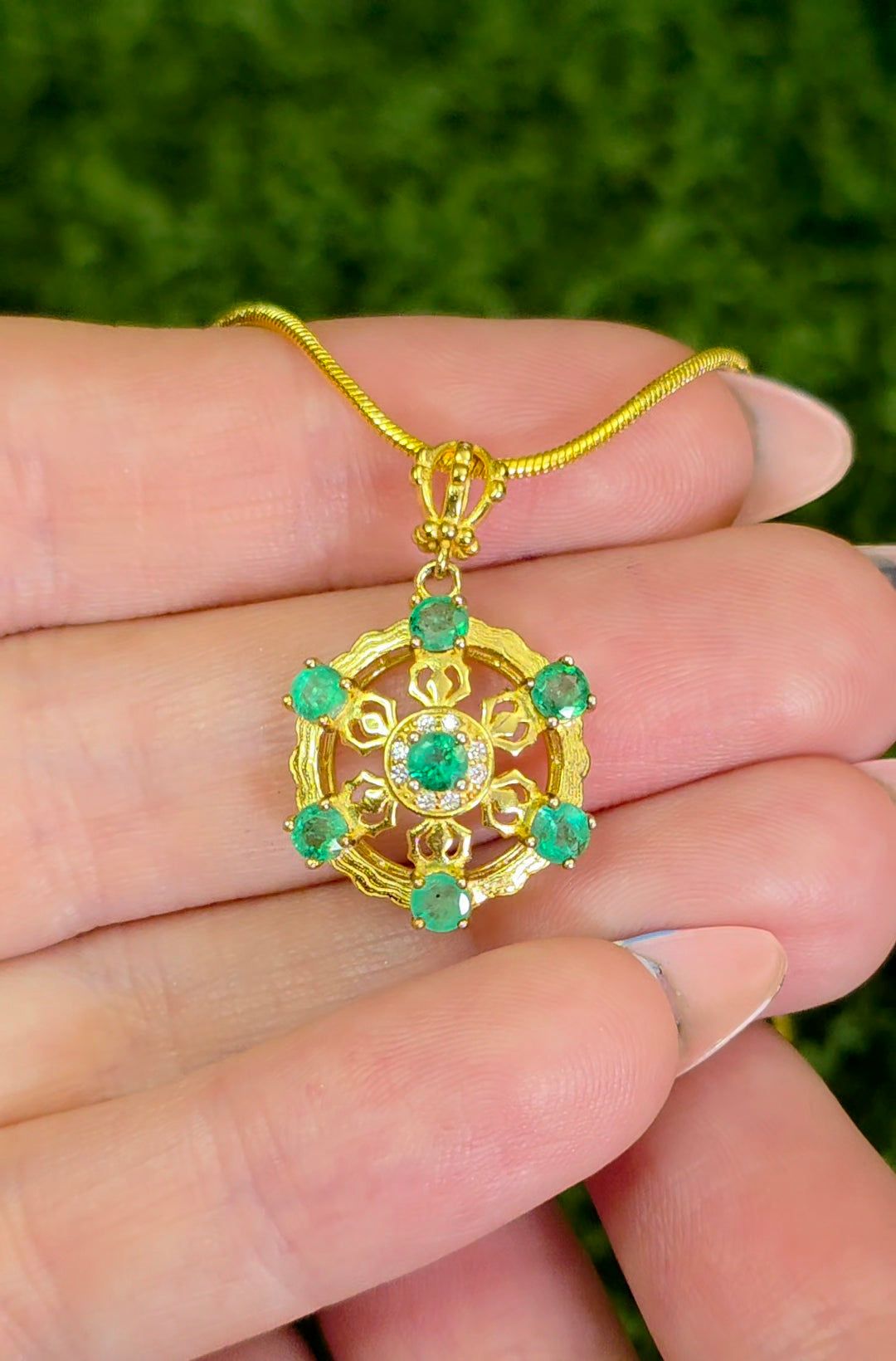 Emerald Filigree Pendant
