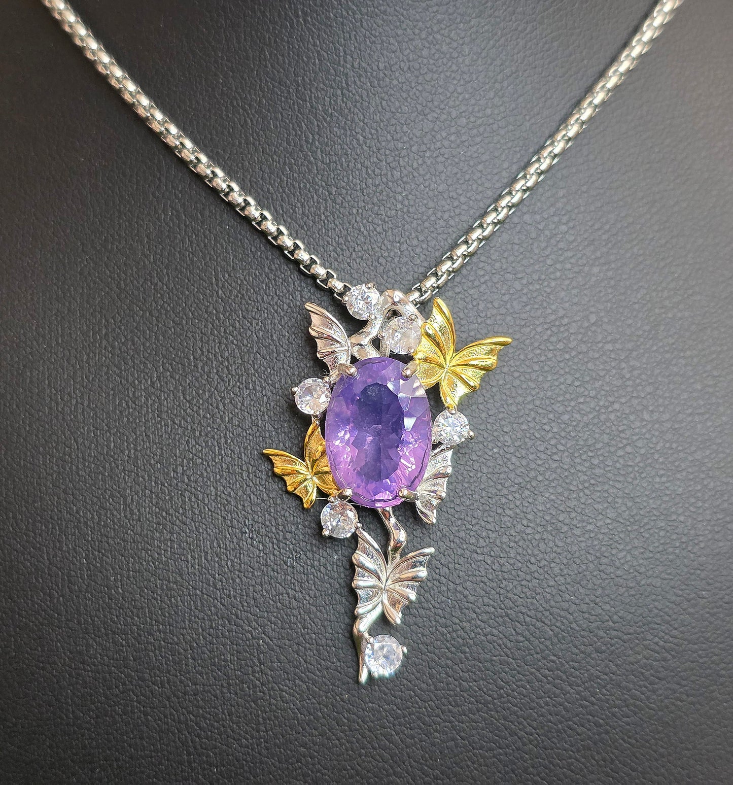 Lavender Moon Quartz Butterfly Pendant