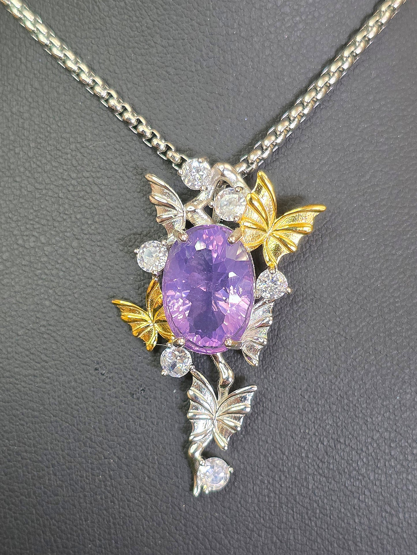 Lavender Moon Quartz Butterfly Pendant
