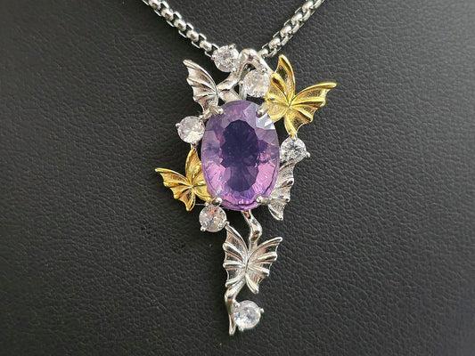 Lavender Moon Quartz Butterfly Pendant