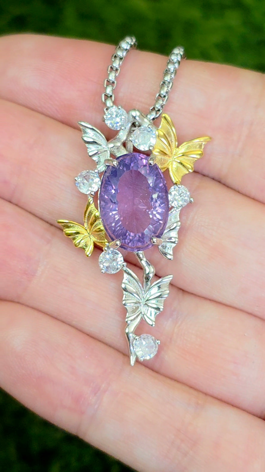 Lavender Moon Quartz Butterfly Pendant