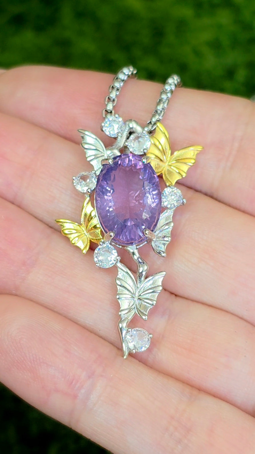 Lavender Moon Quartz Butterfly Pendant