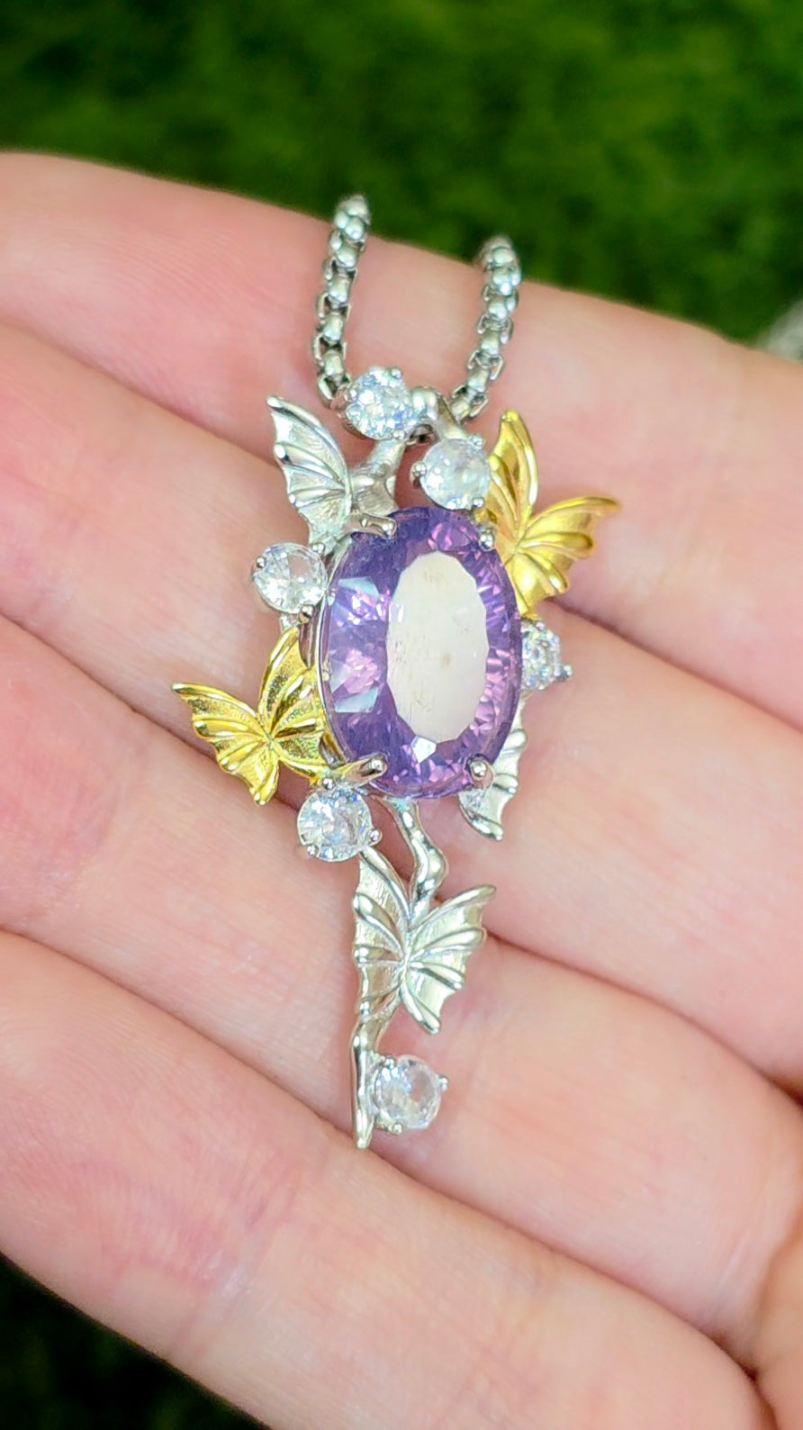 Lavender Moon Quartz Butterfly Pendant