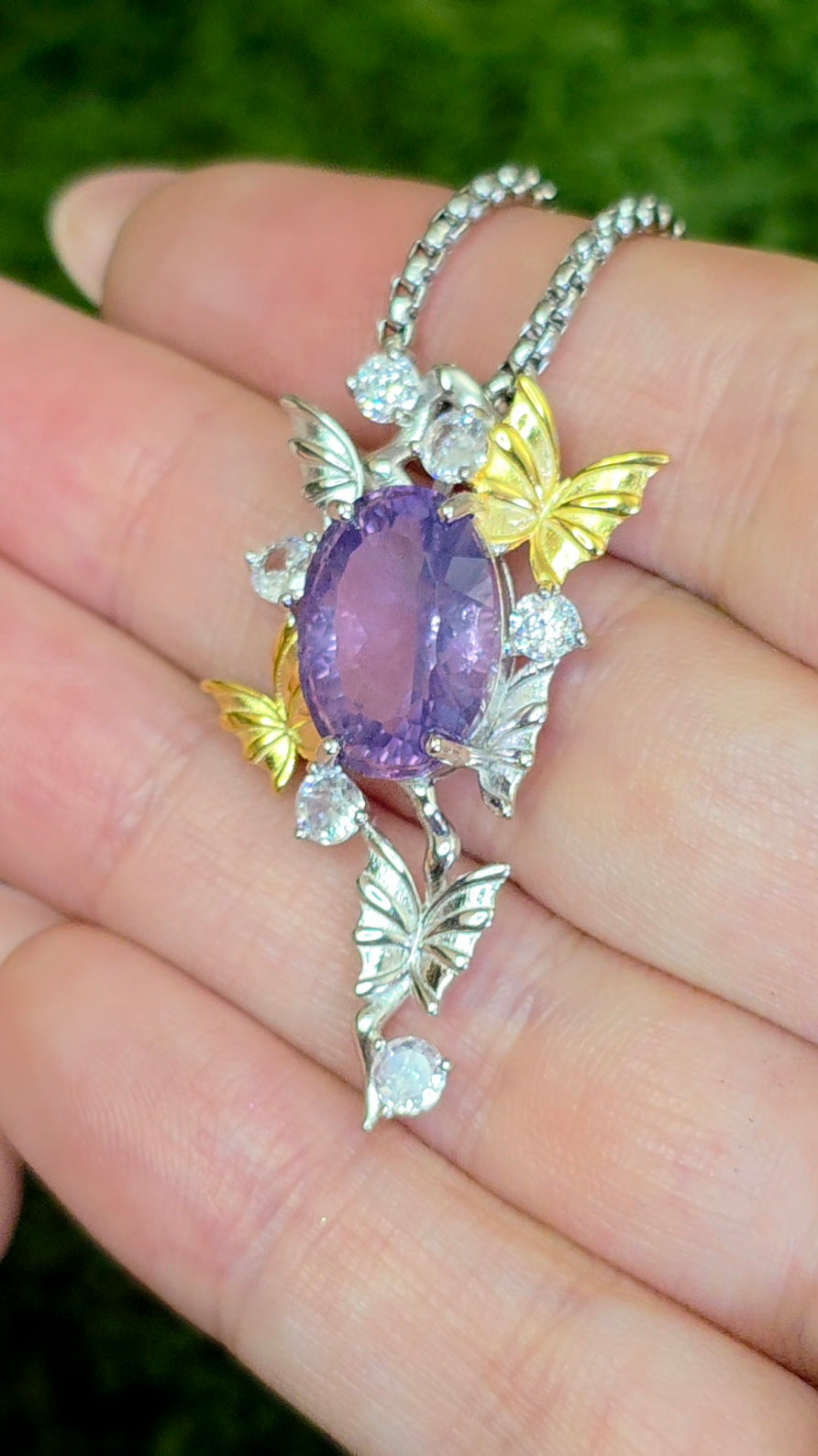 Lavender Moon Quartz Butterfly Pendant