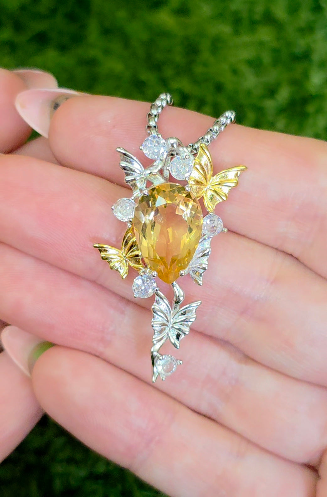 Citrine Butterfly Pendant