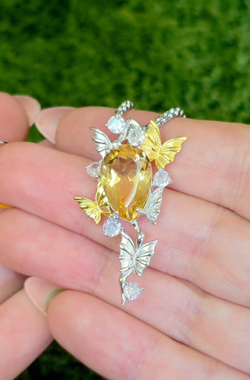 Citrine Butterfly Pendant