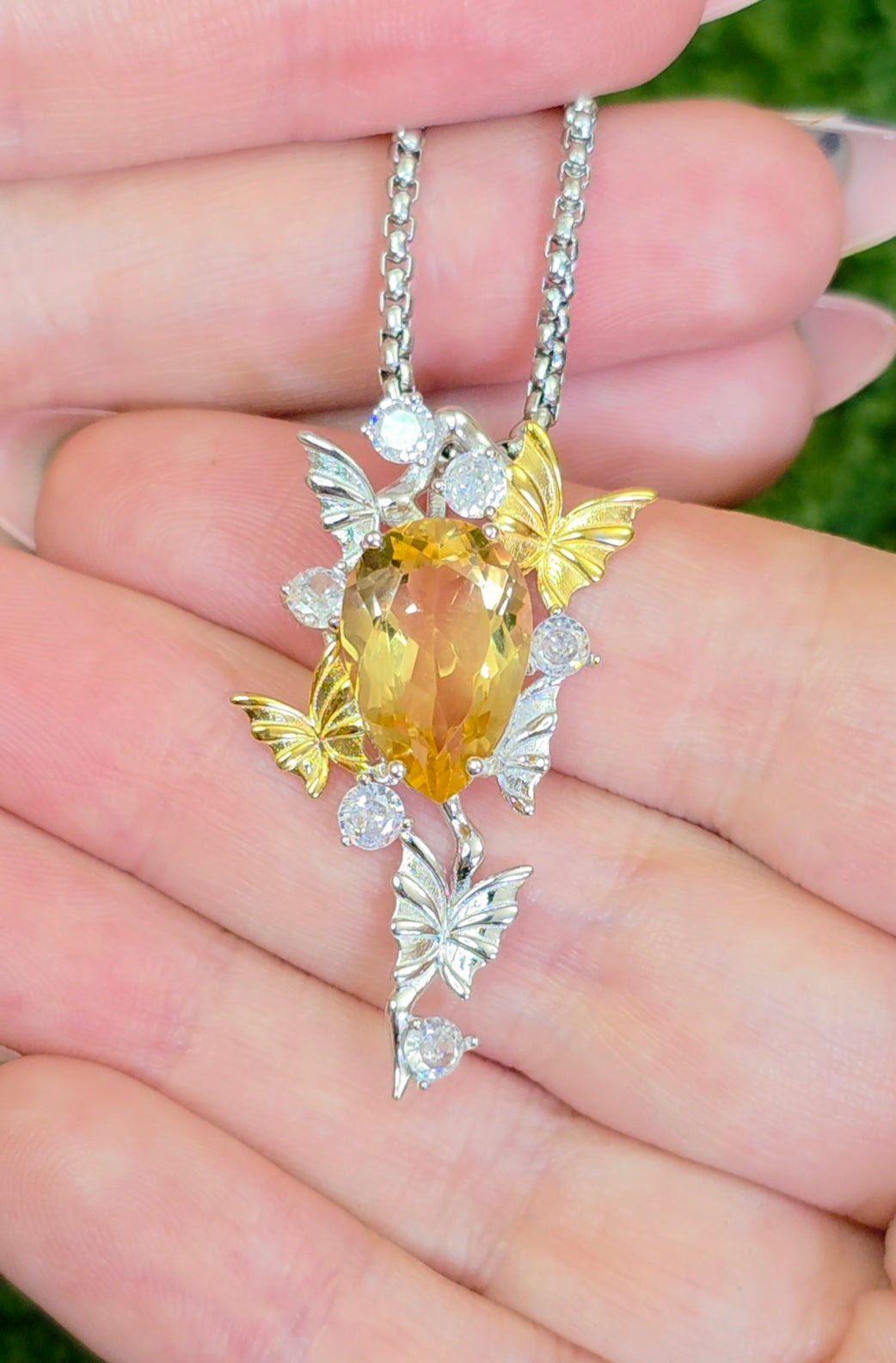 Citrine Butterfly Pendant