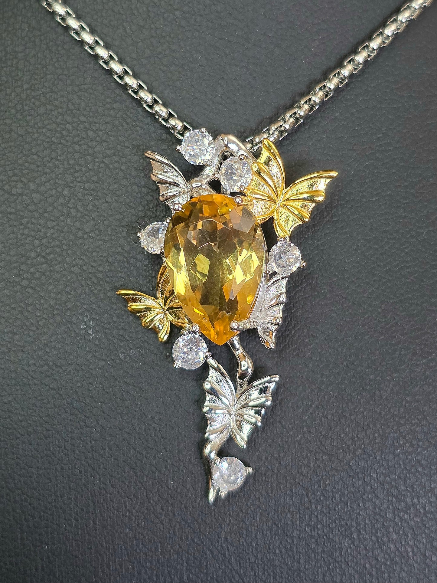 Citrine Butterfly Pendant