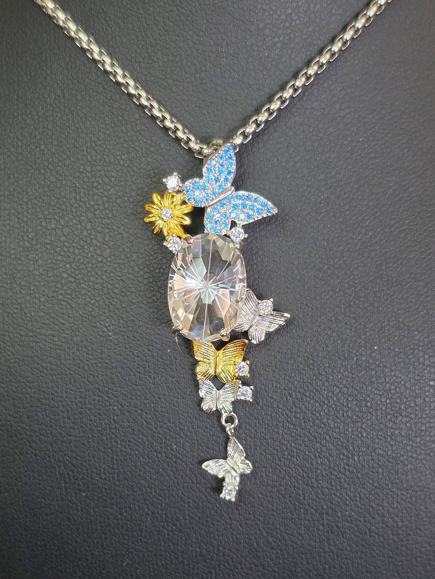 Clear Quartz Butterfly Pendant