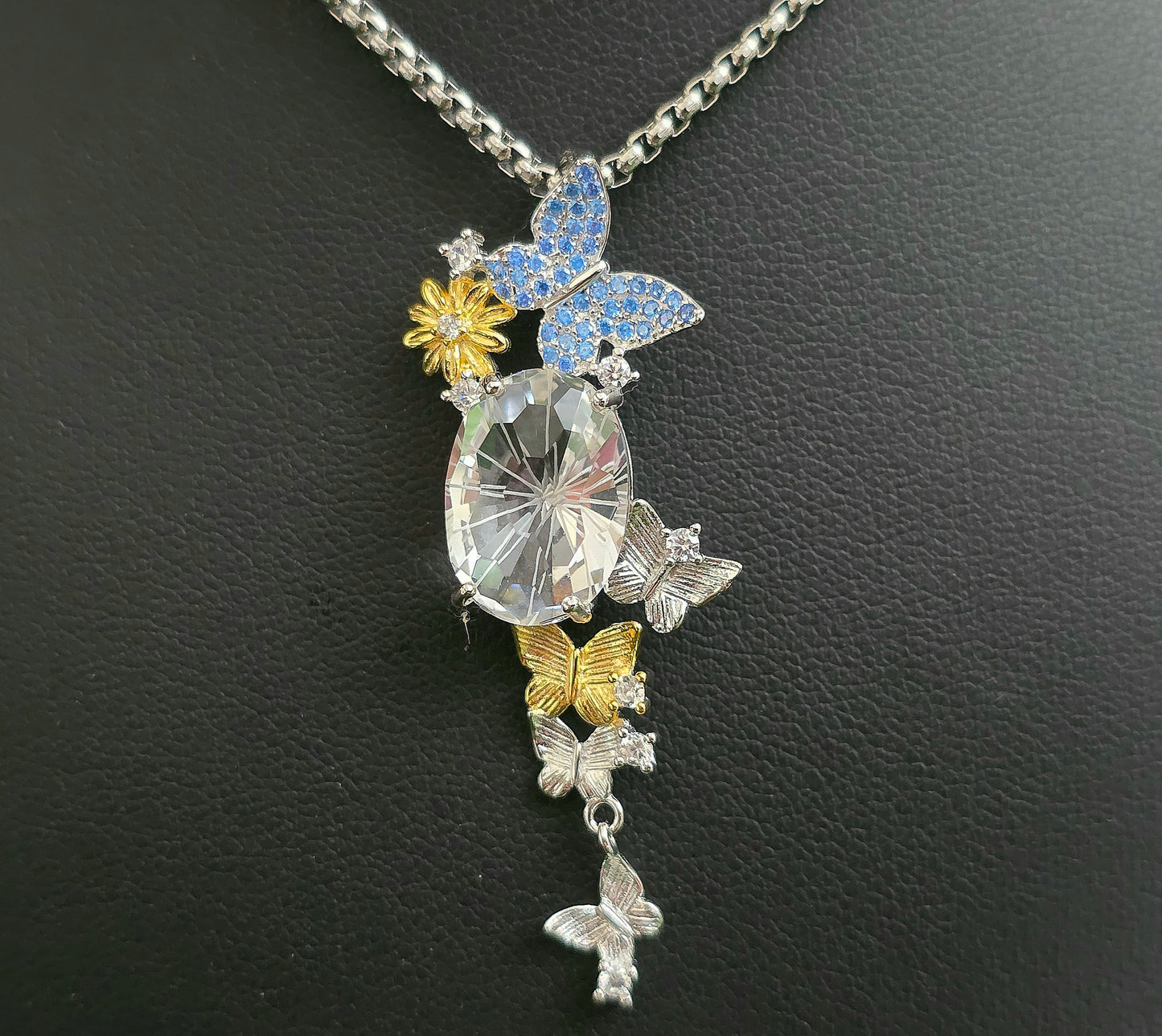 Clear Quartz Butterfly Pendant