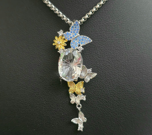 Clear Quartz Butterfly Pendant