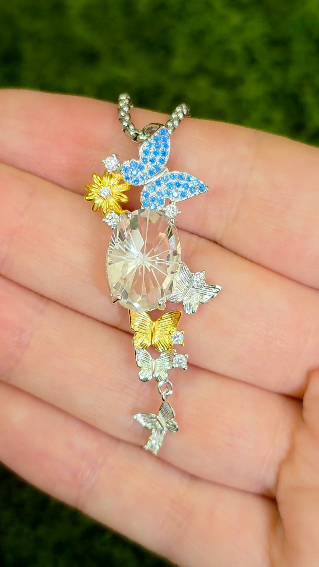 Clear Quartz Butterfly Pendant