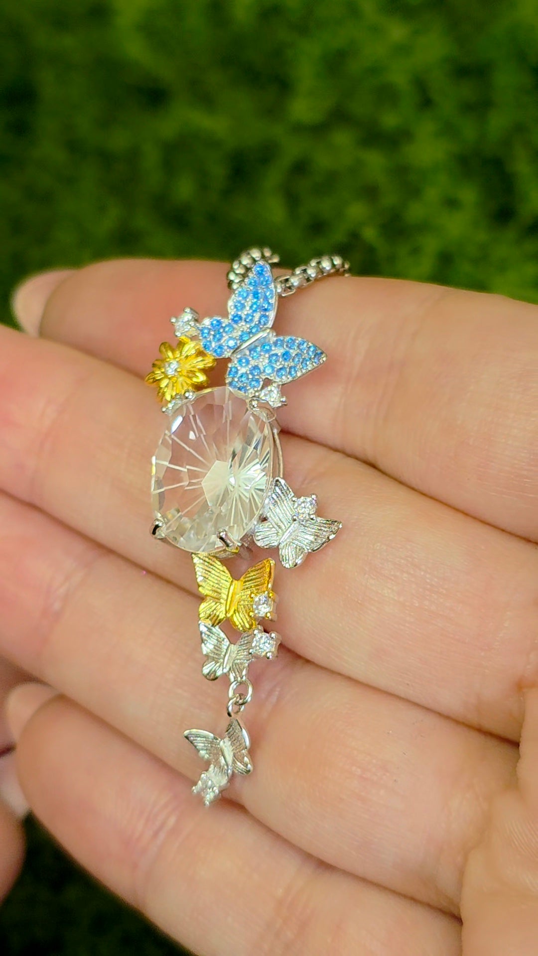 Clear Quartz Butterfly Pendant
